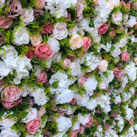 Pink, White & Yellow Foliage Flower Wall - Starlight Flower Walls