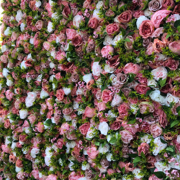 Blush Pinks and Green Foliage Flower Wall - Starlight Flower Walls